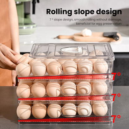 Automatic Rolling Egg Organizer Storage Box BPA-Free Non-Slip Design Easy to Clean Transparent Stackable Egg Dispenser