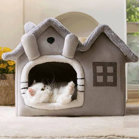 Foldable Winter Cat Bed House