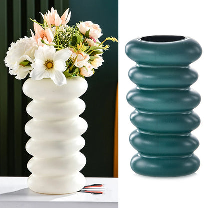 Circle Vase Flower Donut Shape Vase Living Room Decoration Nordic Style Plastic Vase Creativity Desktop Home Decoration Supply