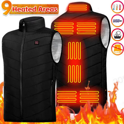 9Areas Self Heating Vest Jacket Vest Winter Electric USB Heater Tactical Jacket Thermal Vest Body Warmer Coat No Battery