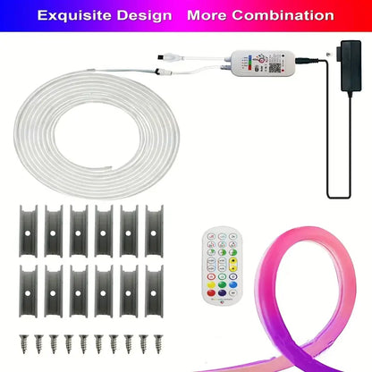 LED Neon Strip Light ,3/5m Smart LED WIFI APP RGB ,16Colors, DIY Light Waterproof Flexible Light Strip Work With Alexa