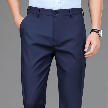 Stretch Solid Black Smart Casual Pants