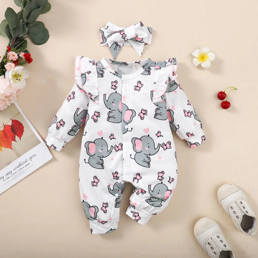 Cute Elephant Baby Romper Set