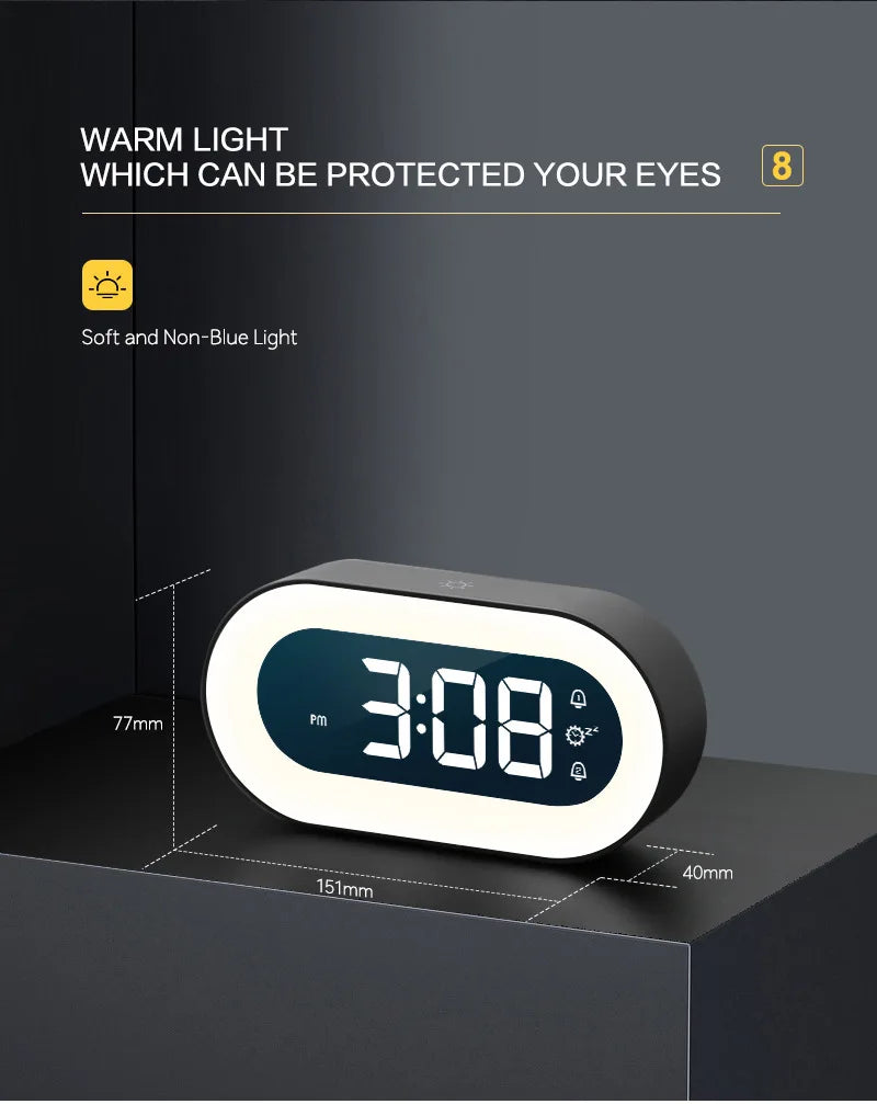 Xiaomi Mijia Music LED Digital Alarm Clock Voice Control Night Light Design Desktop Clocks Home Table Decoration Children's Gift