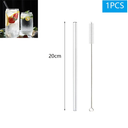 Reusable Glass Drinking Straws Set