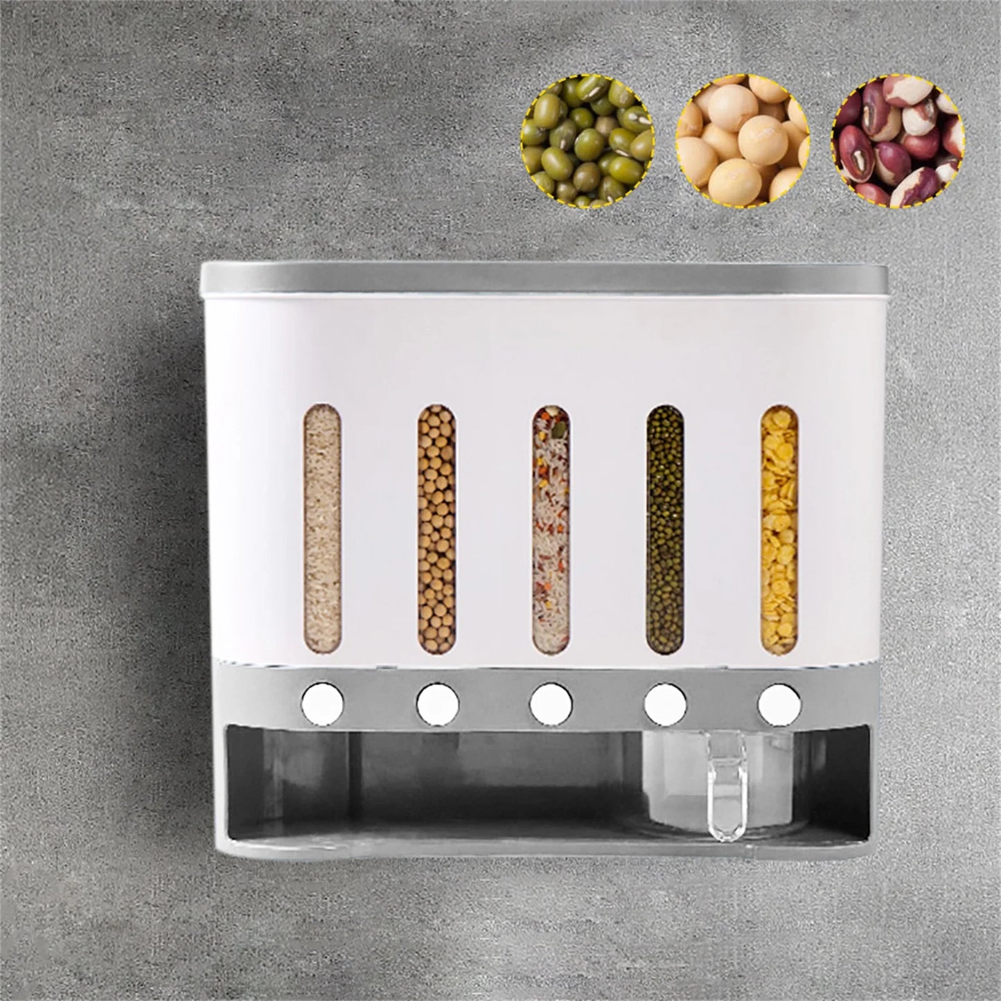 Kitchen Cereal Containers Storage Dry Food Containers Wall Mounted Dispenser Rice Grain Dry Food Storage Container