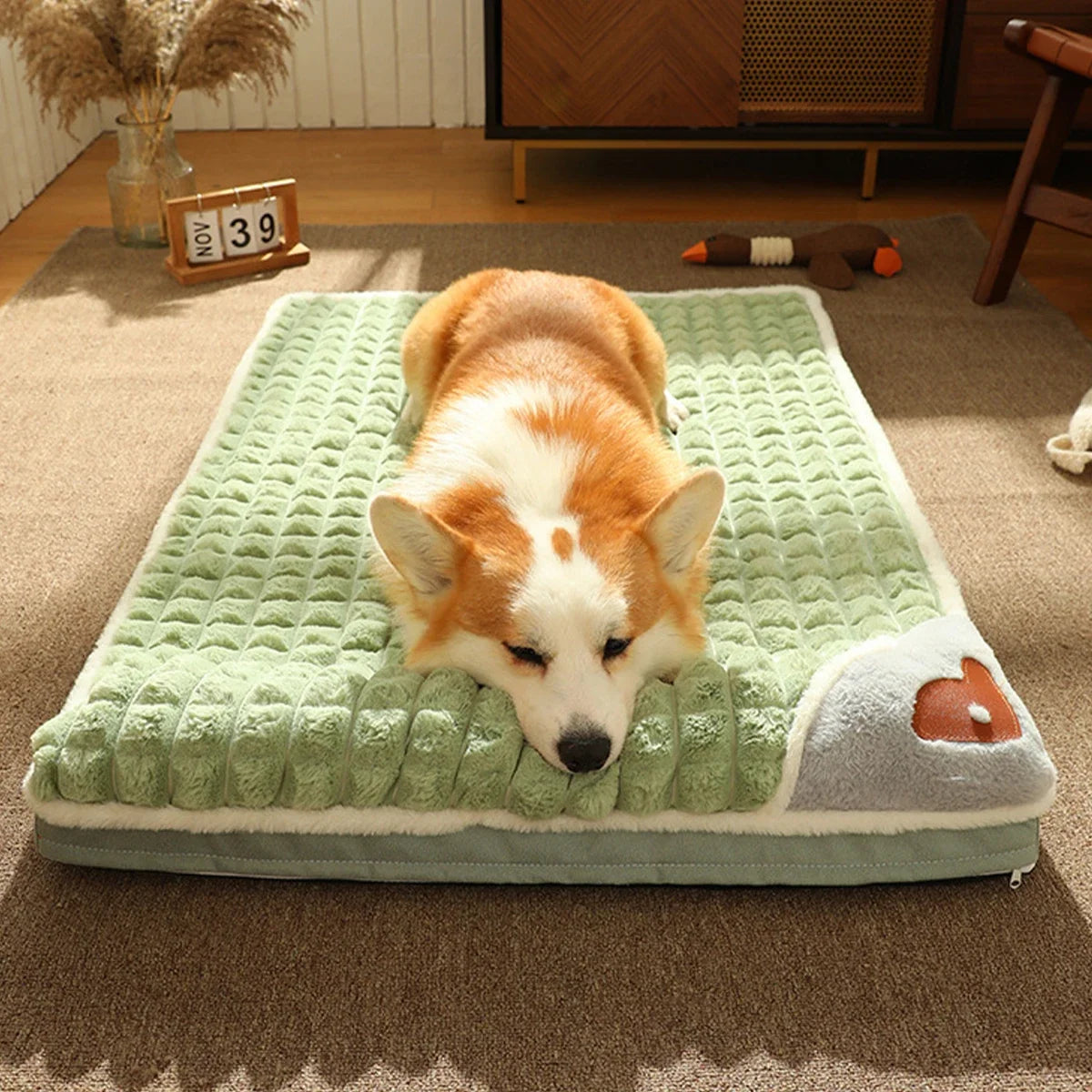 Dog Bed Mat Pet Bed Soft Warm Dog Bed with Pillow Detachable Washable Pet Sleeping Mat Anti-Slip Comfy Kennel Pad Thicken New