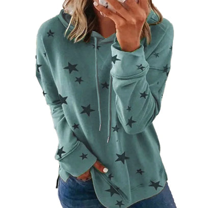 Star Print Loose Women's Hoodie