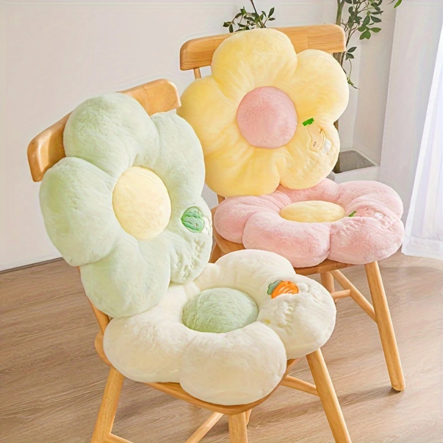 "Blossom Support" Versatile Fruit & Flower Cushion - Soft Polyester, Machine Washable, Perfect For Car Seats, Chairs, Sofas, And