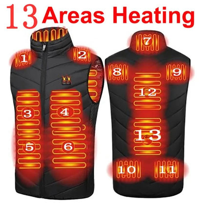 9Areas Self Heating Vest Jacket Vest Winter Electric USB Heater Tactical Jacket Thermal Vest Body Warmer Coat No Battery