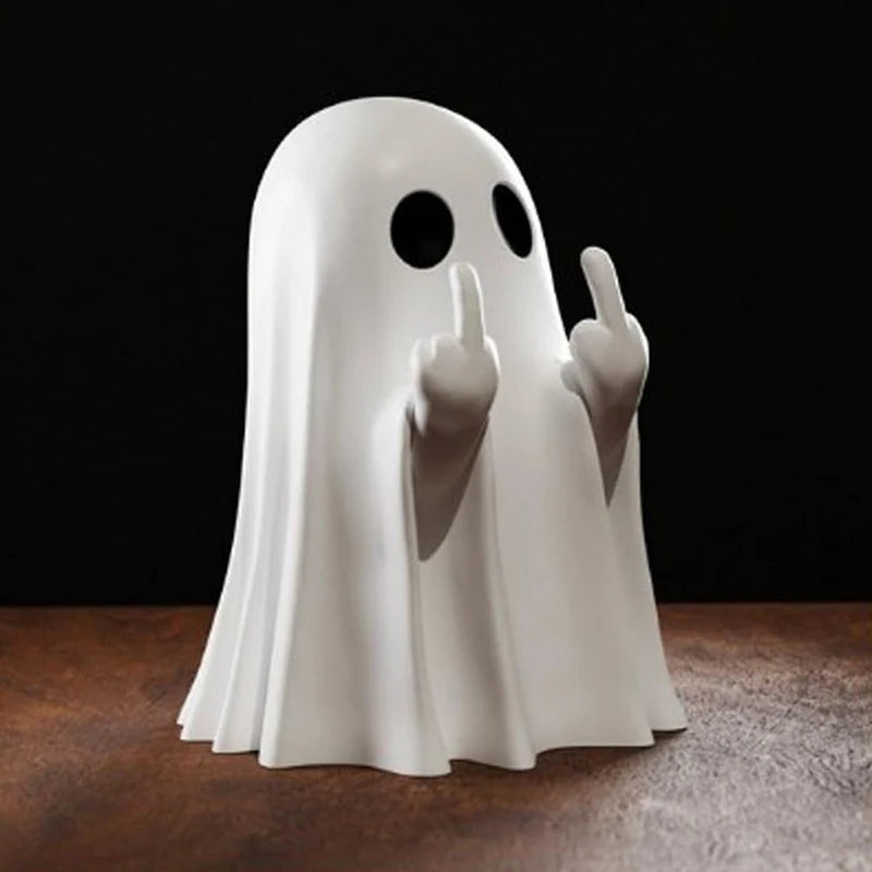 Cute Middle Finger Ghost Statue