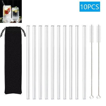 Reusable Glass Drinking Straws Set