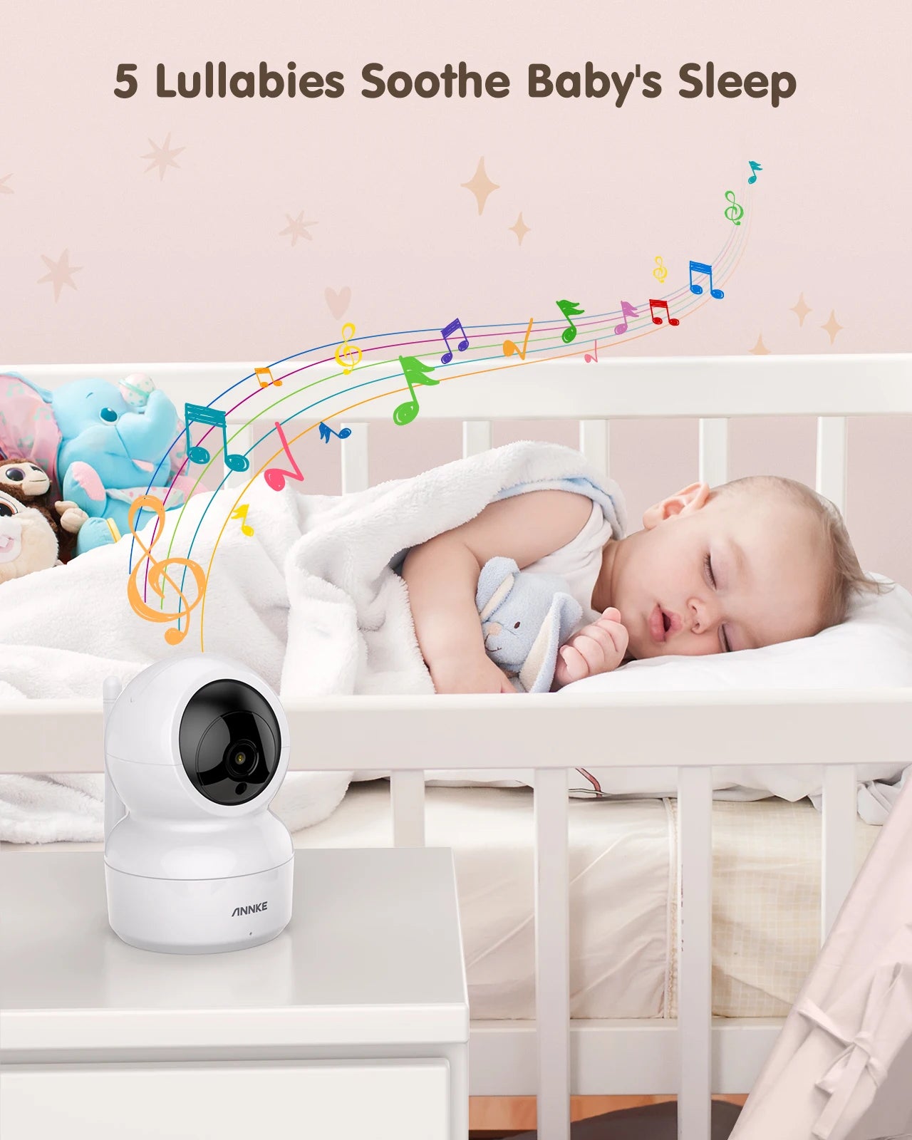 ANNKE 1080p 5 Inch  HD Video Baby Monitor with Camera 2.4G Wireless 2X Zoom Night Vision Surveillance Security Camera Babysitter