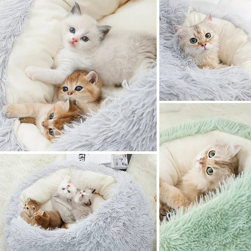 2-in-1 Plush Cat Bed