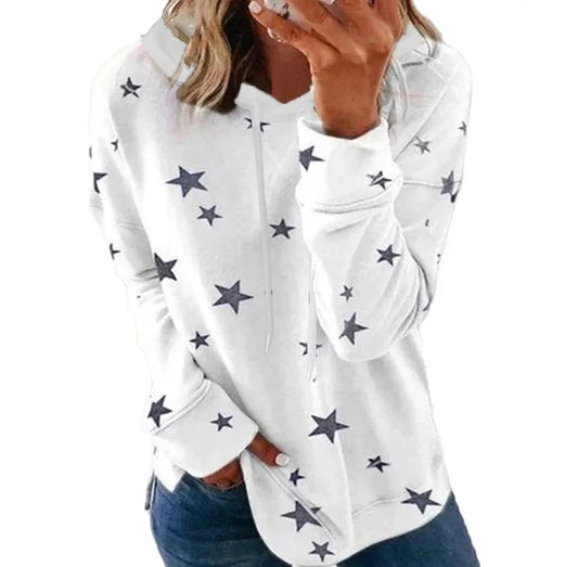 Star Print Loose Women's Hoodie