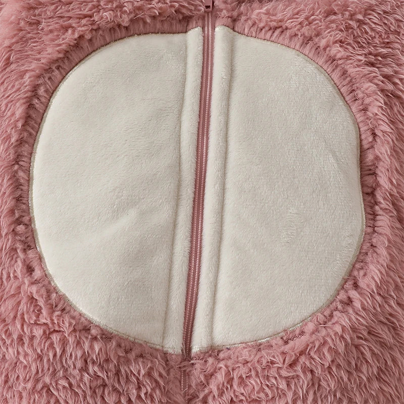 Cute Baby Boys Hooded Bear Romper with Ears and Tail Warm Fleece Jumpsuit for Infant Toddler Winter Outfit Fashion Wear