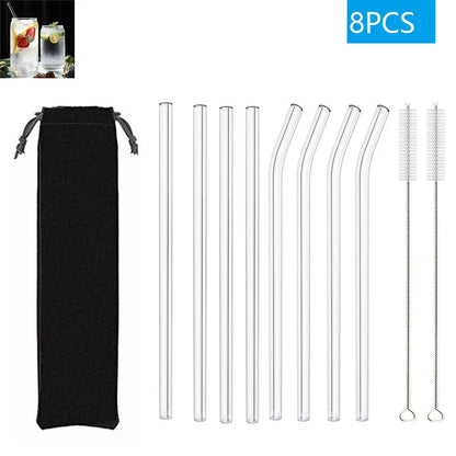 Reusable Glass Drinking Straws Set