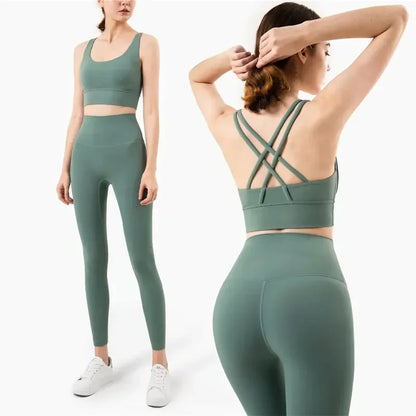 Fitness Yoga Women's Tracksuit Fitness Yoga Sets Sportswear Workout Bra+High Waist Leggings Gym Clothing Seamless Sports Suits