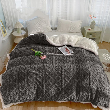 Thick Winter Warm Blanket for Bed Artificial Lamb Cashmere Weighted Blankets Soft Comfortable Warmth Quilt Comforter Warm Quilt