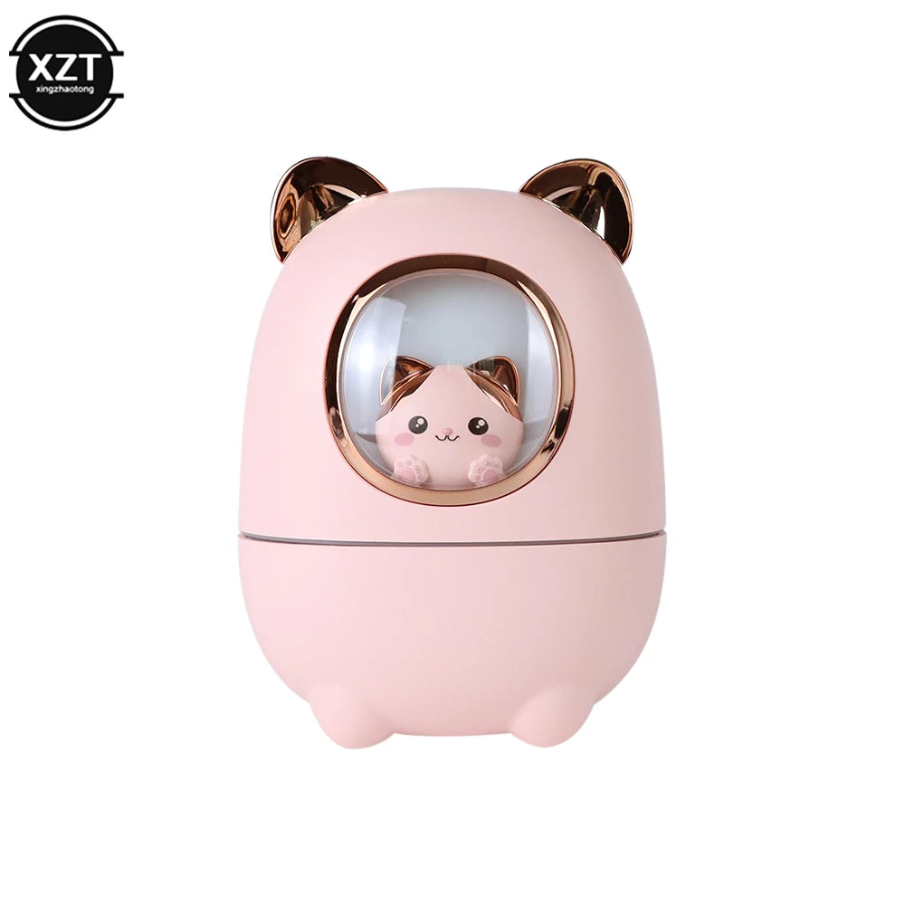 Cartoon Cat Air Humidifier Cute Silent USB Recharging Diffuser Aroma Essential Oil Perfume with Night Light for Home Car Office