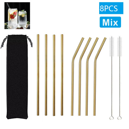 Reusable Glass Drinking Straws Set