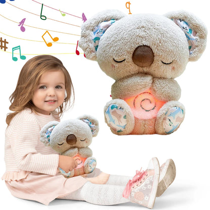 Cute Breathing Otters Soothing Plush Doll with Music Lights Koala Bear Stuffed Animal Kids Baby Sleeping Companion Doll Toy Gift