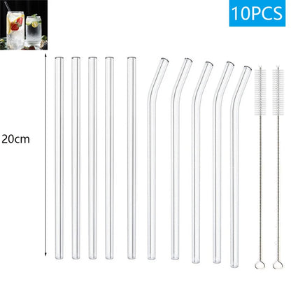 Reusable Glass Drinking Straws Set