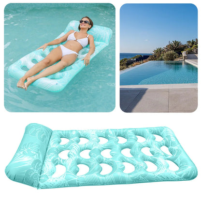 Hammock Recliner Chair with Headrest Inflatable Water Sleeping Bed Portable Swimming Pool Air Mattress for Swimming Pool Party