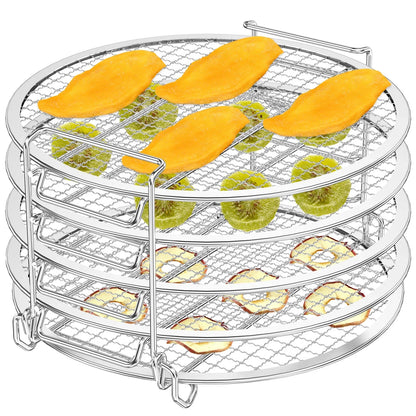 5-Layer Air Fryer Dehydrator Rack Food Grade Stainless Steel Grilling Rack Toast Rack Stackable Multi-Layer Cooking Rack