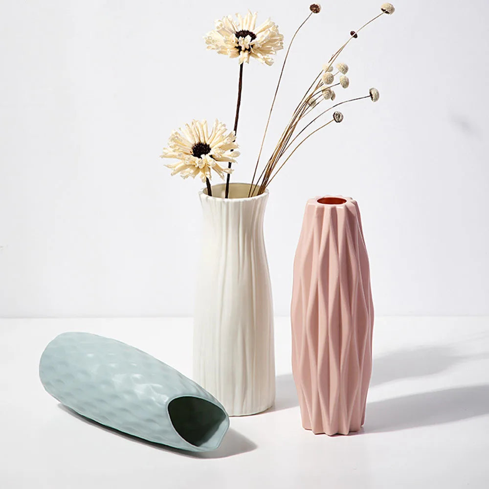 Circle Vase Flower Donut Shape Vase Living Room Decoration Nordic Style Plastic Vase Creativity Desktop Home Decoration Supply