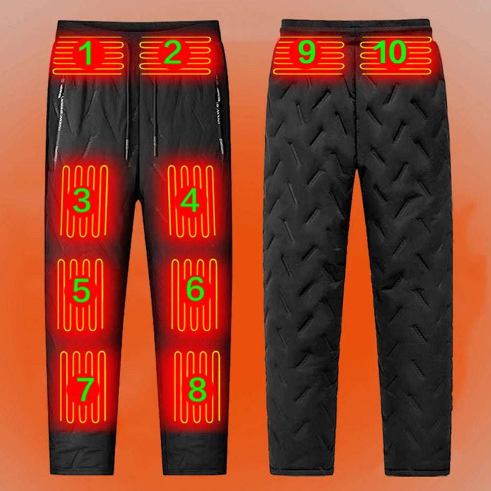 Unisex Heated Hiking Pants 10 Heating Zones Electric Pants 3 Temperature Modes Waterproof Winter Electric Warmer Clothing