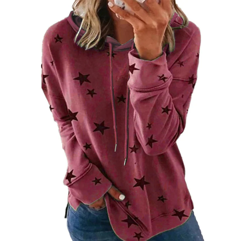 Star Print Loose Women's Hoodie