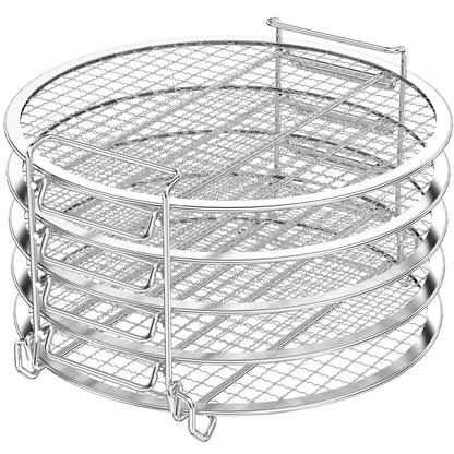 5-Layer Air Fryer Dehydrator Rack Food Grade Stainless Steel Grilling Rack Toast Rack Stackable Multi-Layer Cooking Rack