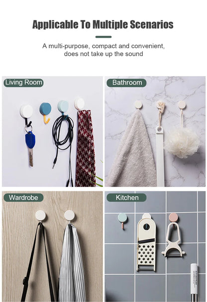 10PCS Self Adhesive Wall Hook Strong Without Drilling Home Storage Accessories