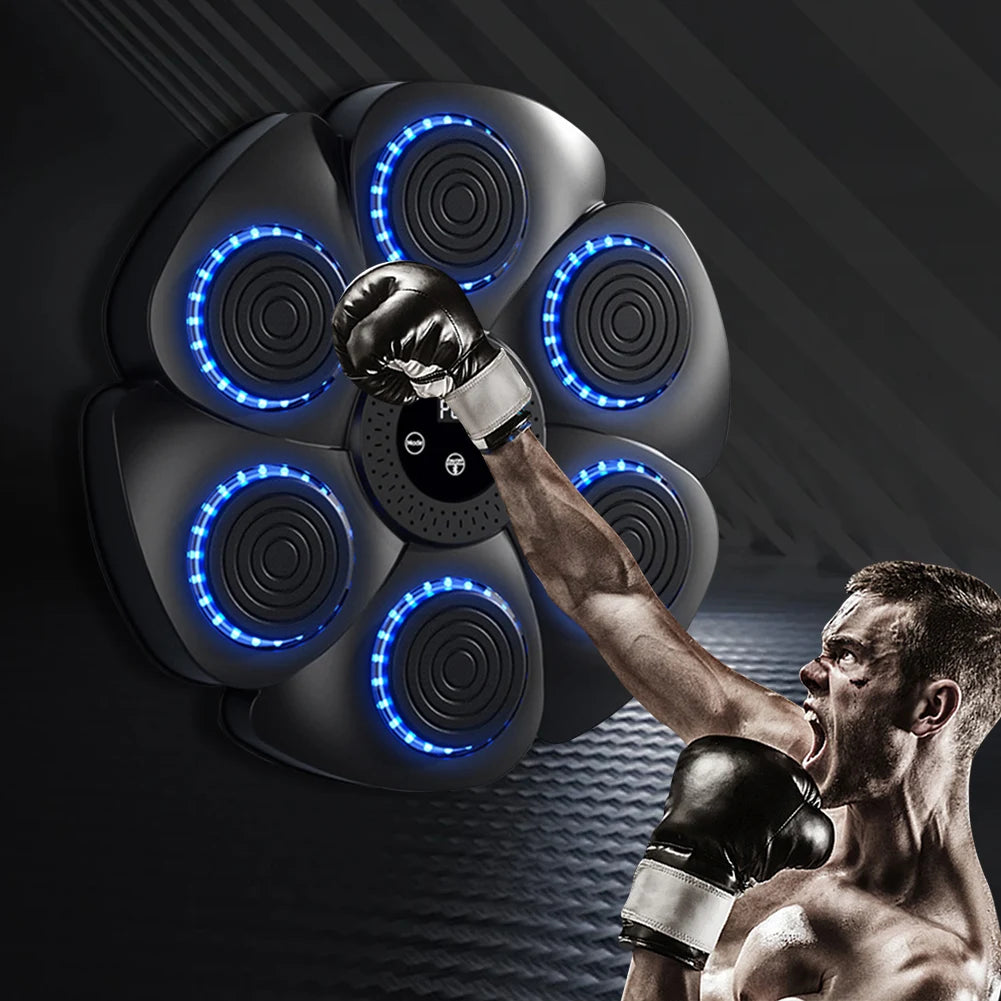 Music Boxing Machine Boxing Reaction Wall Target Adjustable Workout Boxing Target Machine RGB Light with Gloves for Home Workout