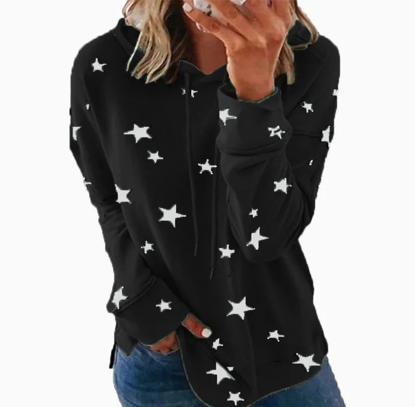 Star Print Loose Women's Hoodie