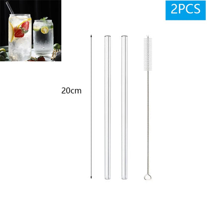 Reusable Glass Drinking Straws Set