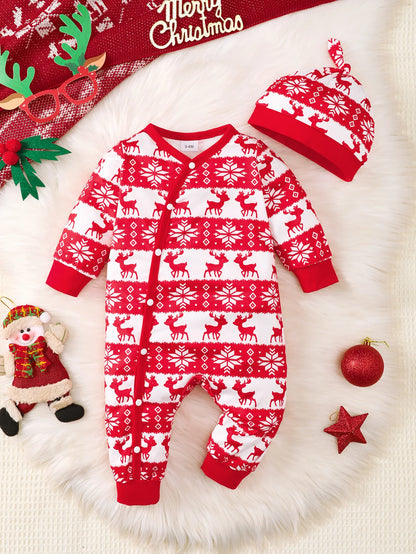 Bear Print Winter Baby Romper