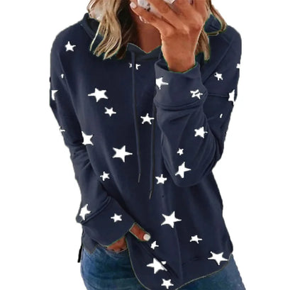 Star Print Loose Women's Hoodie