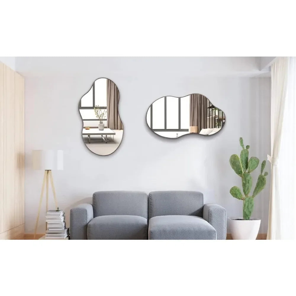 Abstract Wavy Wall Mirror Decor