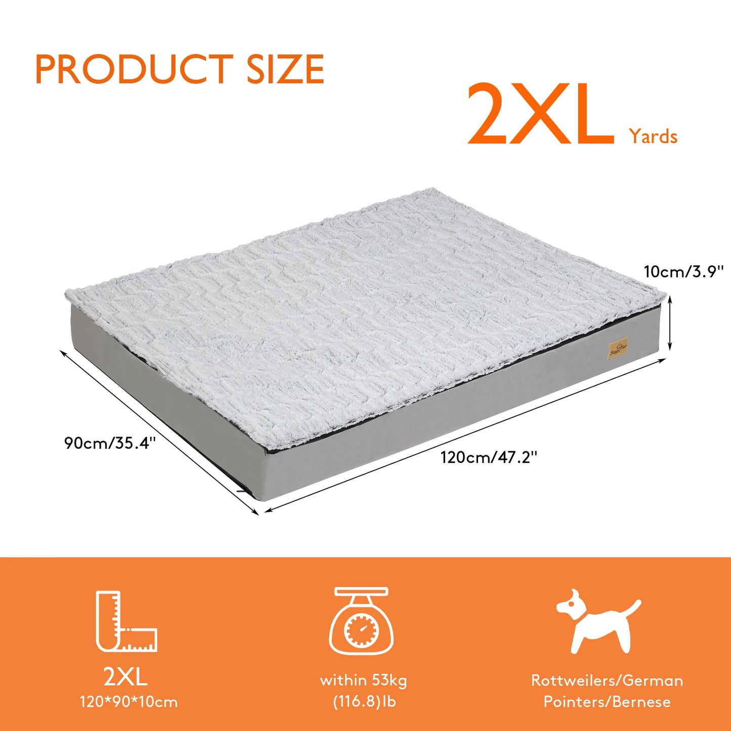 L XL 2XL 3XL Dog Bed Gray Orthopedic Pet Calming Bed Soft Sponge Foam Base Dog Crate Kennels Mat with Removable Cover