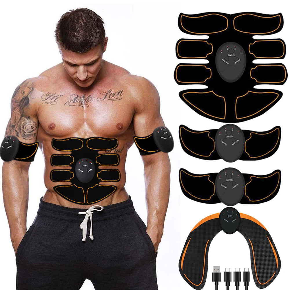 EMS Muscle Stimulator Trainer USB Charging Electric Weight Loss Stickers 6 Modes 10 Gears Workout Equipment for Men Women