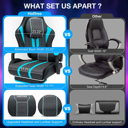 Gaming Chair Office Chair Ergonomic Bluetooth Speaker LED Lights Massage Adjustable Height Armrests Headrest Lumbar Support