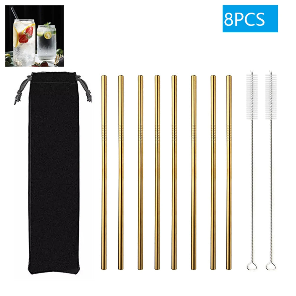 Reusable Glass Drinking Straws Set