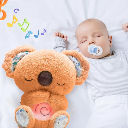 Cute Breathing Otters Soothing Plush Doll with Music Lights Koala Bear Stuffed Animal Kids Baby Sleeping Companion Doll Toy Gift