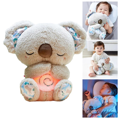 Cute Breathing Otters Soothing Plush Doll with Music Lights Koala Bear Stuffed Animal Kids Baby Sleeping Companion Doll Toy Gift