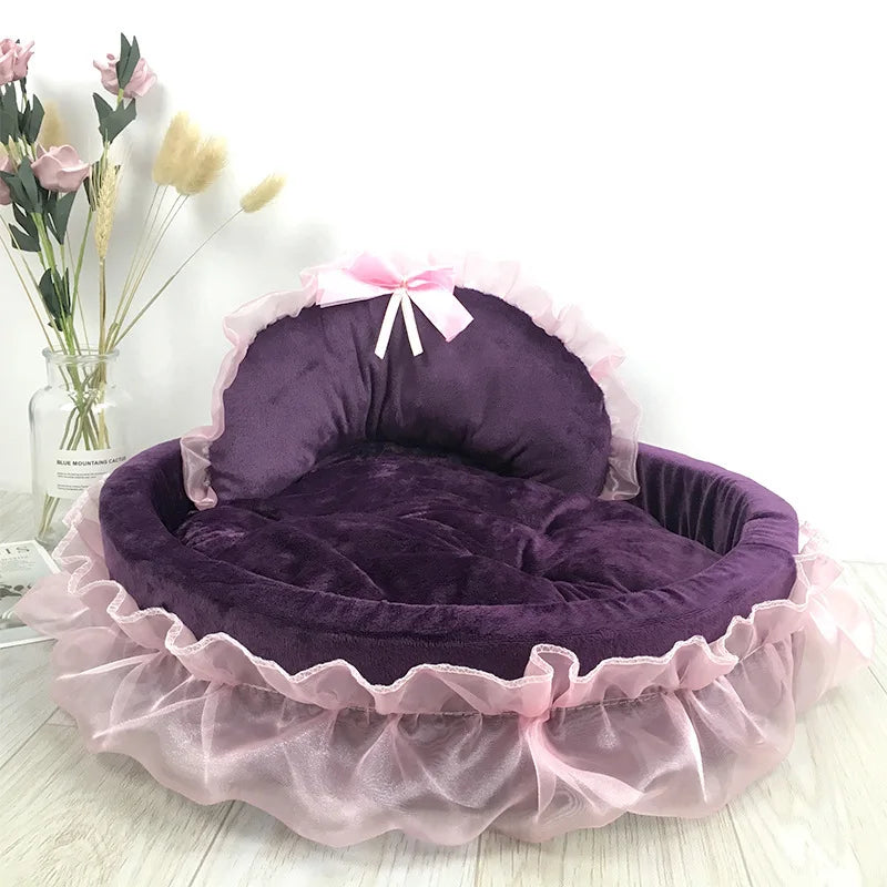 Detachable Bow Lace Dog Bed