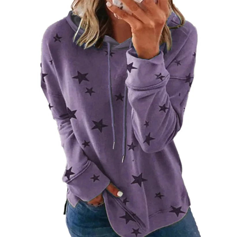 Star Print Loose Women's Hoodie