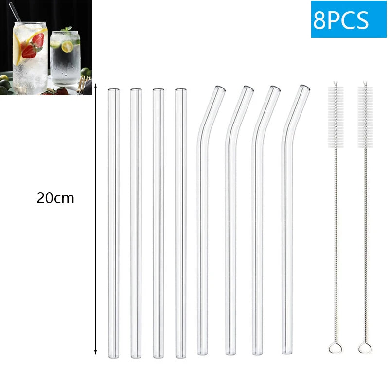 Reusable Glass Drinking Straws Set