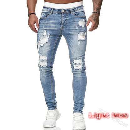 Ripped Mid-Waist Slim Fit Jeans